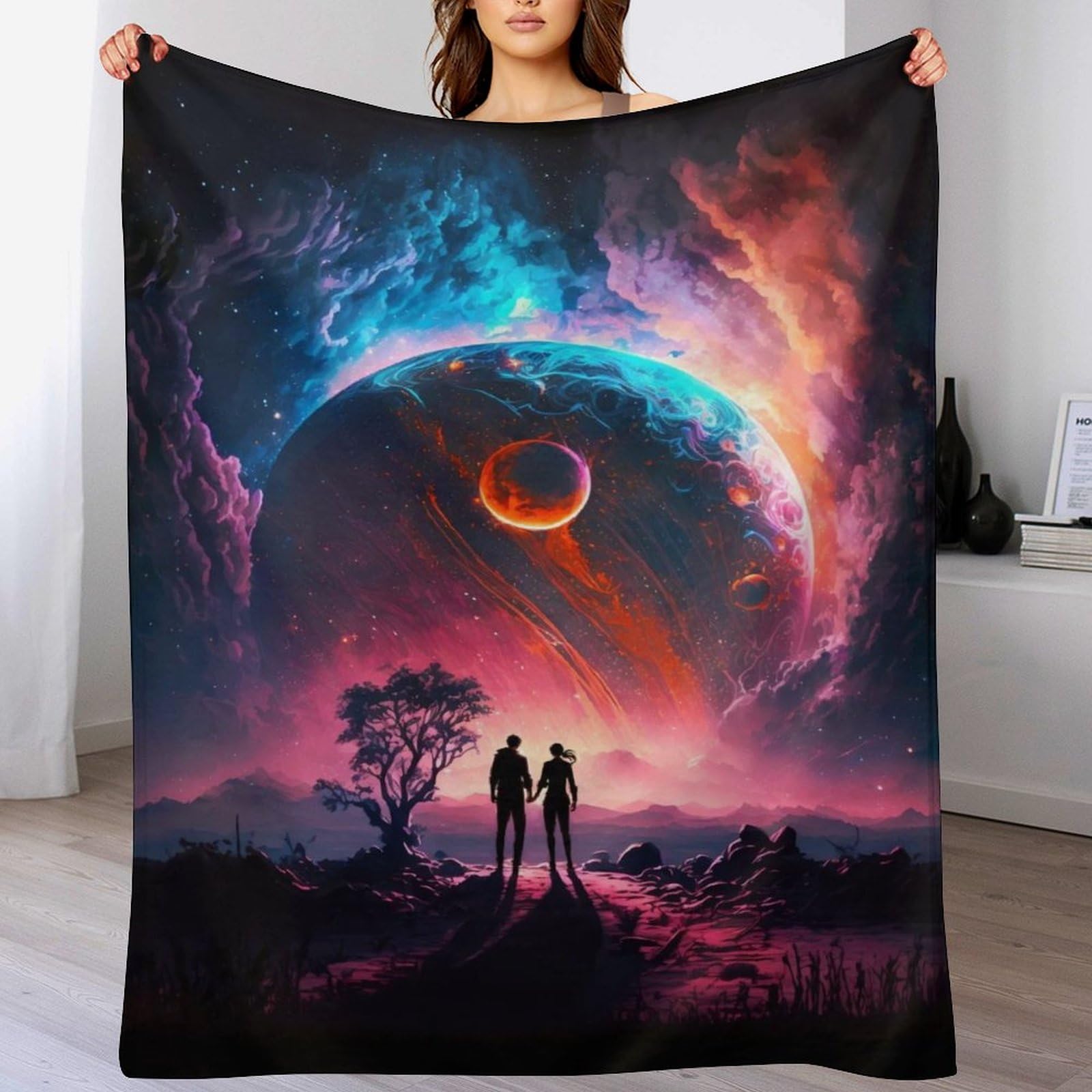 Couverture chaude et confortable Amour Cosmique pour canapé