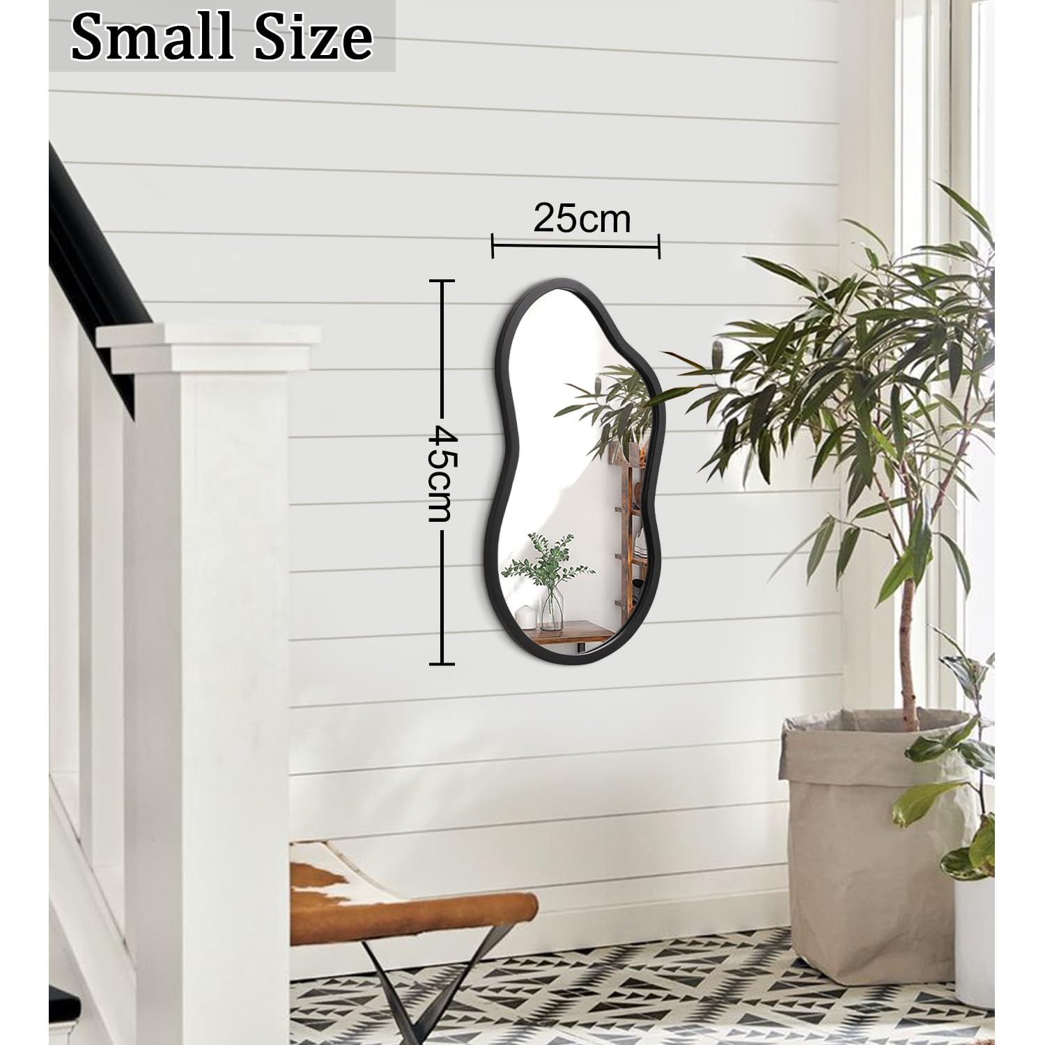 ENENE Specchio Da Parete Nero 50x71 Cm, Cornice In Legno Stile Fattoria Per Bagno E Soggiorno