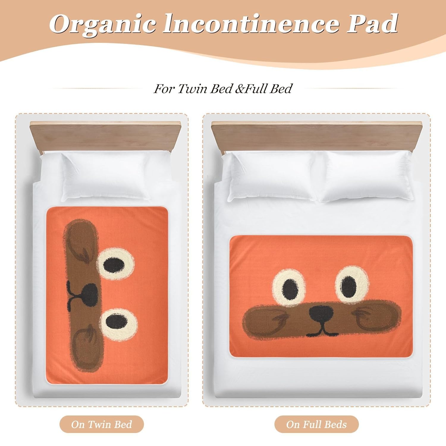 Cute Cartoon Cat Eyes Orange Extra Large Resuable Training Pee Pads for Kids Highly Absorbent Diaper Changing Mat Cute Cool Pee Mats for Infant Toddler, 52" L x 34" W