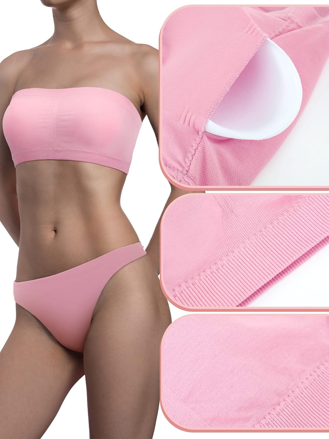 Bencailor 6 Pack Strapless Bra for Women, Padded Seamless Bandeau Bra with Support Wire Free Tube Top Non Slip Bralette - Image 5