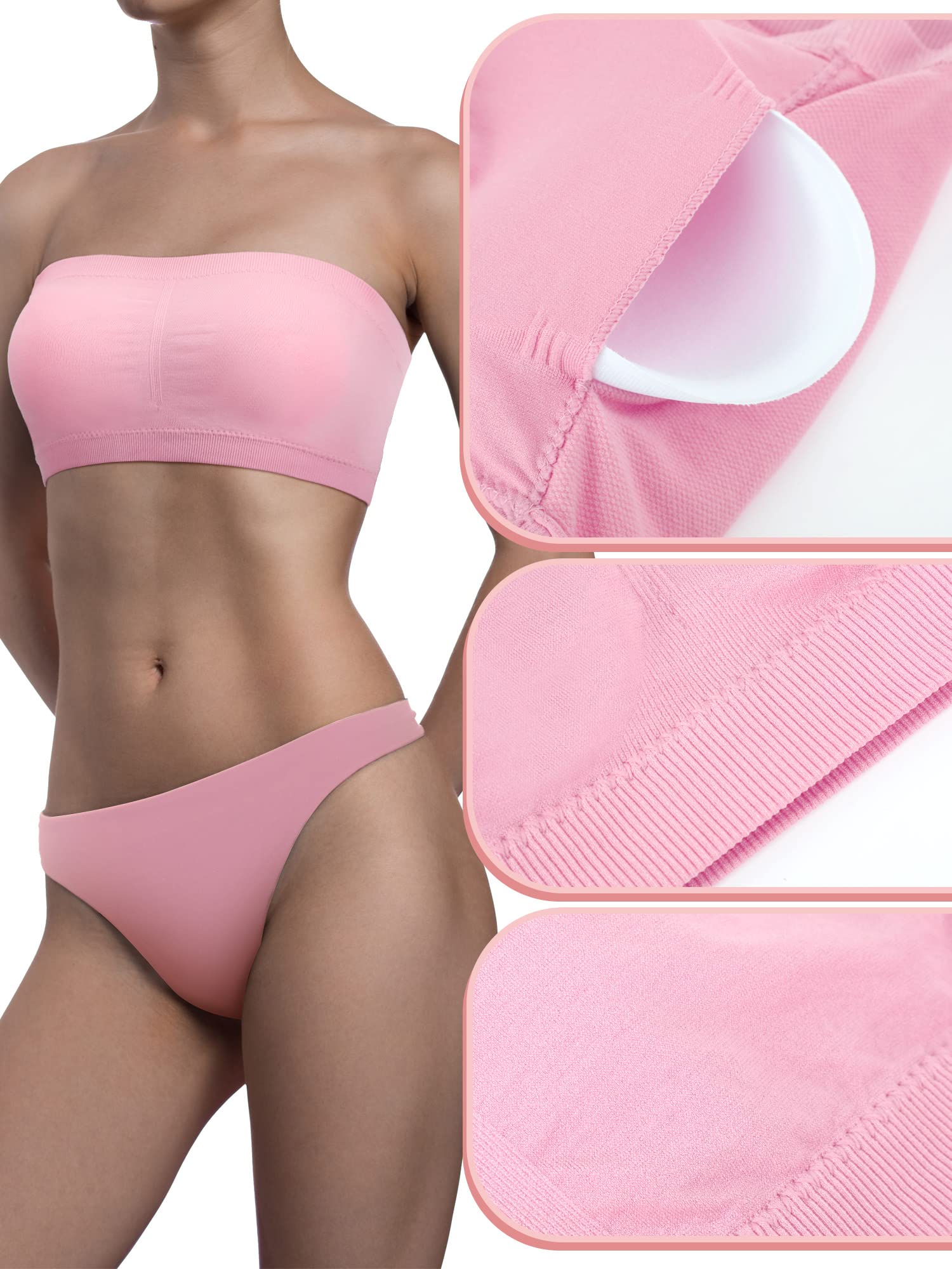 Bencailor 6 Reggiseni a Fascia Senza Spalline Cuciture e Ferretto Top Imbottito per Donna Bralette Antiscivolo