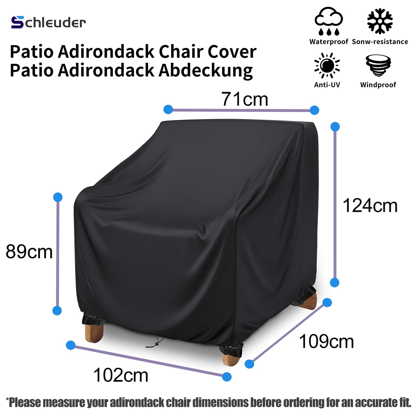 Coprisedie Per Esterno Impermeabile - Tessuto Oxford 420D, Resistente A Vento E Pioggia, Con Cordino - Foto 2