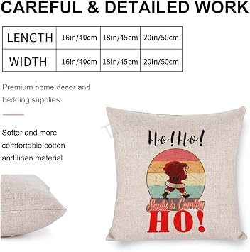 Square Pillowcases Decorative Santa Hoho Winter Funny Cartoon Happy Holiday Throw Pillow Cover Linen Cushion Cover Case Zipper Closure Couch Living Room Bed Indoors Home Decor Decor 18x18