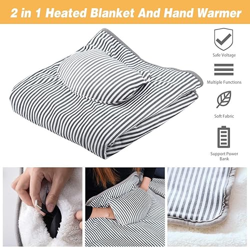 Miniatura 2 de Shan-S - Manta con calefacción por USB calentador de manos con franela de tela de terciopelo supersuave mantiene el calor para el coche el hogar la