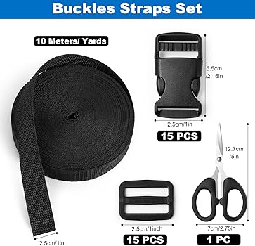 Set 10 Fibbie Per Zaino - In Plastica Nera, Diametro 2.5cm, Per