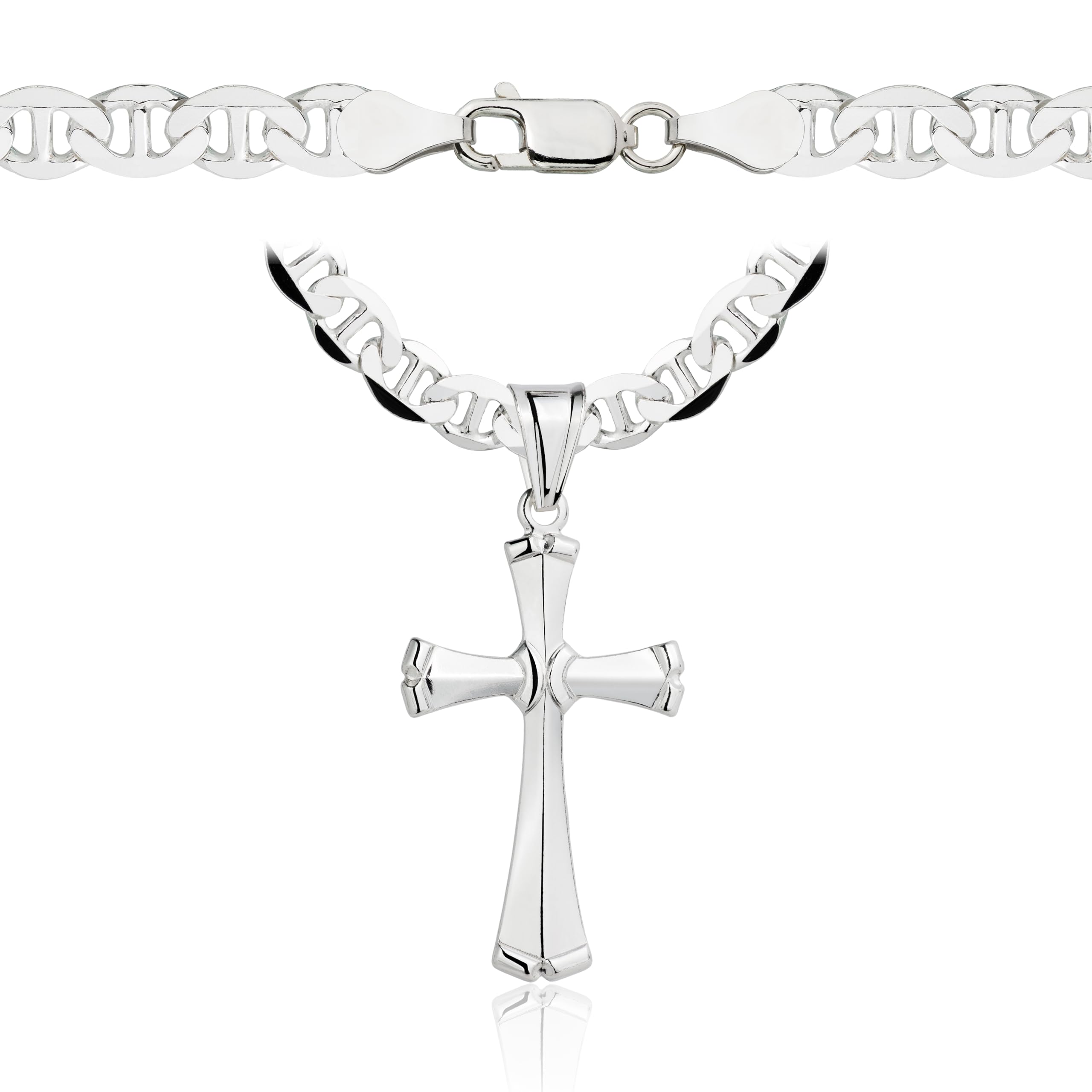 AMAR OPRAVA - Collana da uomo in argento 925 con croce da uomo, 55 cm, catena a maglia barbazzale in argento 925, gioiello di qualità italiana