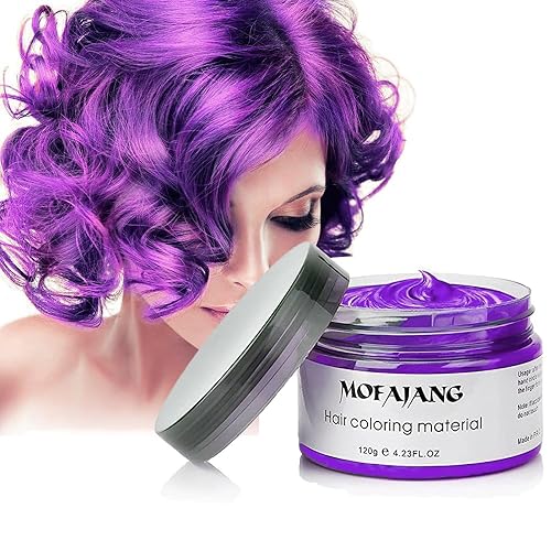 Color temporal de cabello morado, cera de color natural para el cabello, espray de color de cera para el cabello, 4.23 onzas, tinte de cera para el