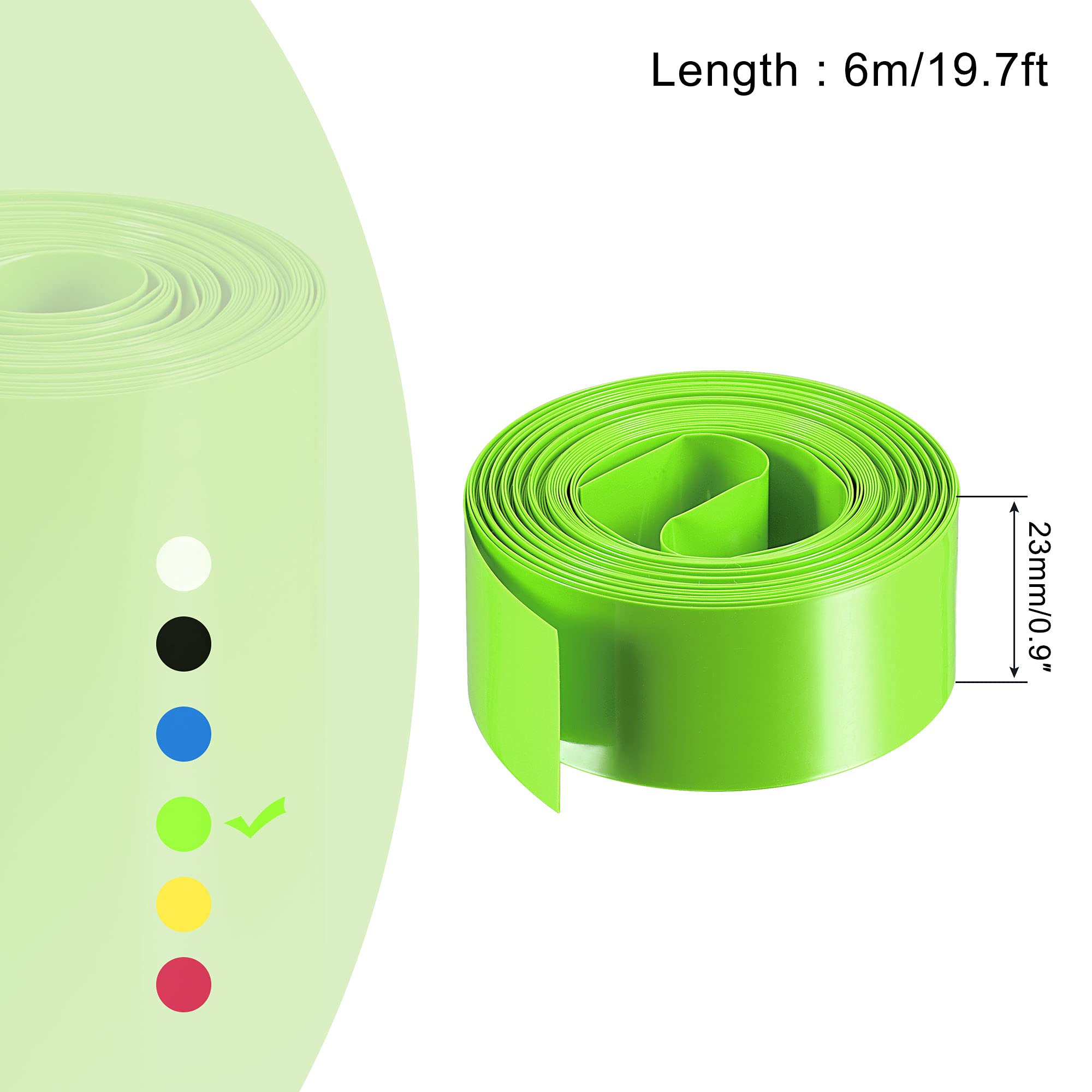 MECCANIXITY Battery Wrap PVC Heat Shrink Tubing 14mm Dia 23mm Flat 6m Light Green Good Insulation for Battery Pack
