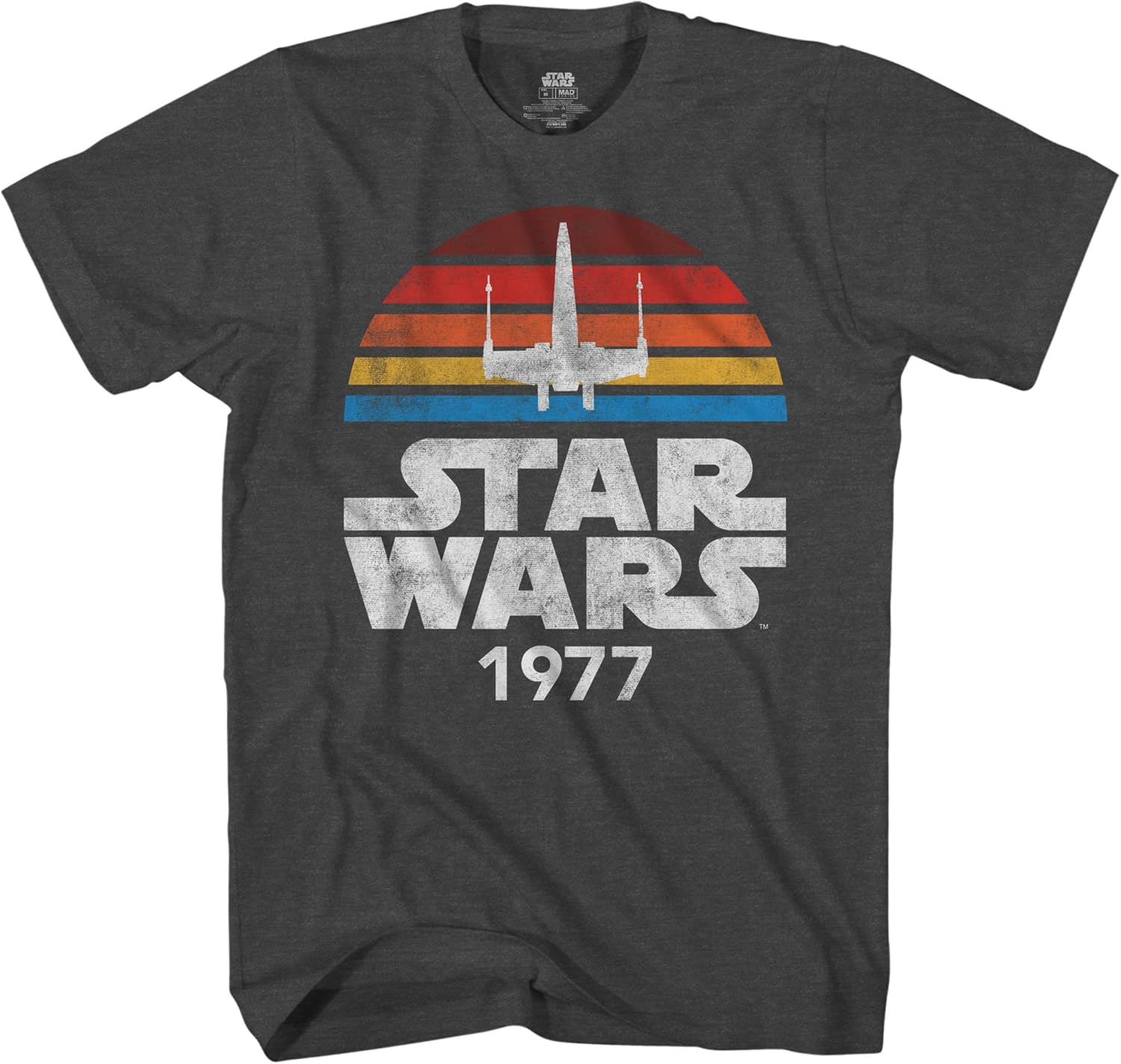 STAR WARS 1977 Logo Rainbow X-Wing Men\'s Adult T-Shirt