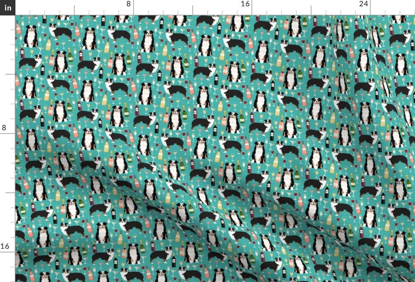 Spoonflower Fabric - Australian Shepherd, Wine, Dogs, Aussie, Tri Colored, Pet, Puppy, Printed on Minky Fabric by The Yard - Sewing Baby Blankets Quilt Backing Plush