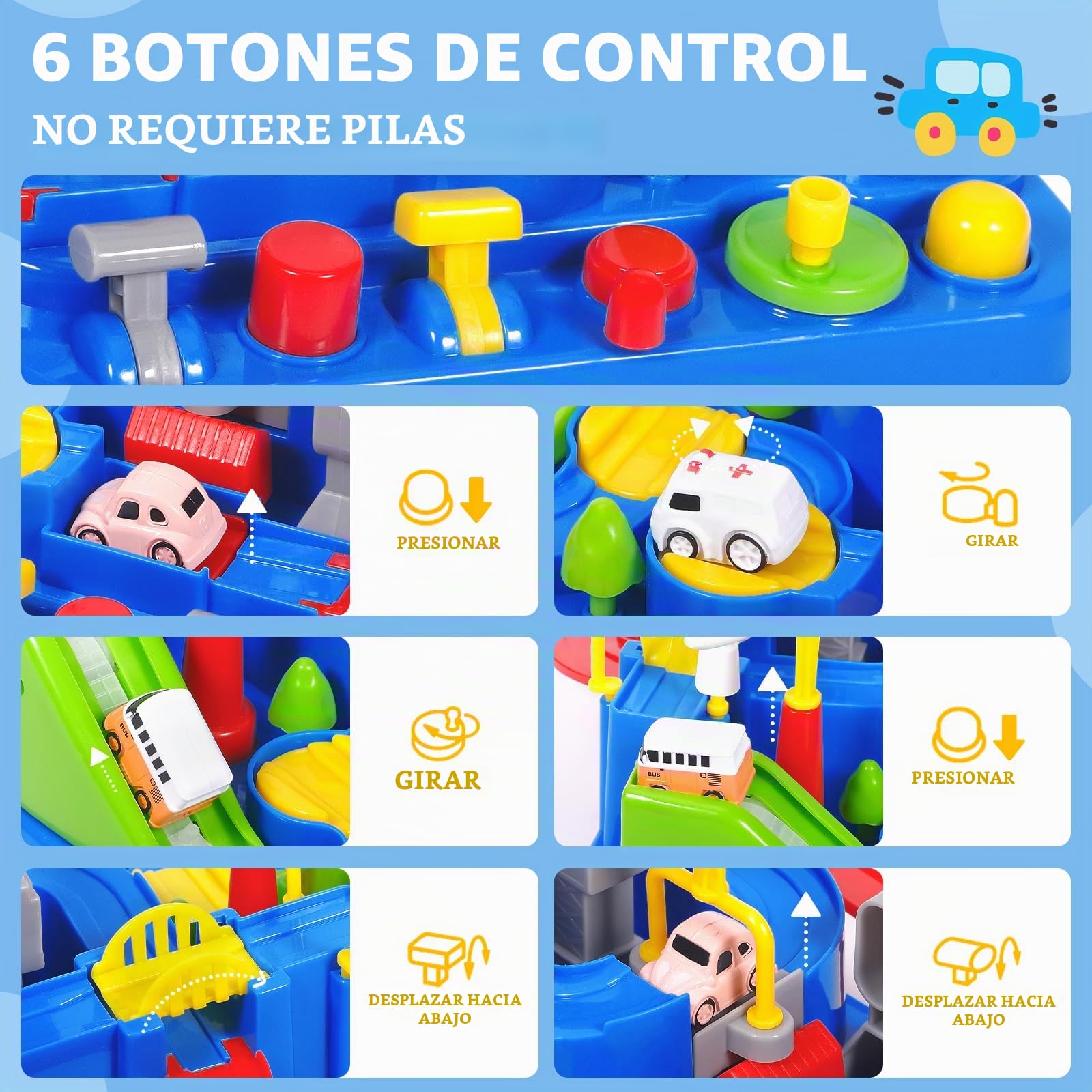 Pista de Coches Juguetes para Niños 3 Años, Circuito de Coches Juguete-s de Aventura Garaje Coche Juguete, Juguetes de Aventura Circuito, Juguete Educativo para Niños 3-6 Años Regalos