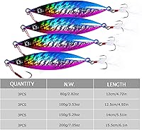 Vista 7 de Goture Plantillas de pesca de agua salada, plantillas verticales brillantes con gancho de asistencia, velocidad de plomo, plantilla de plomo rápido