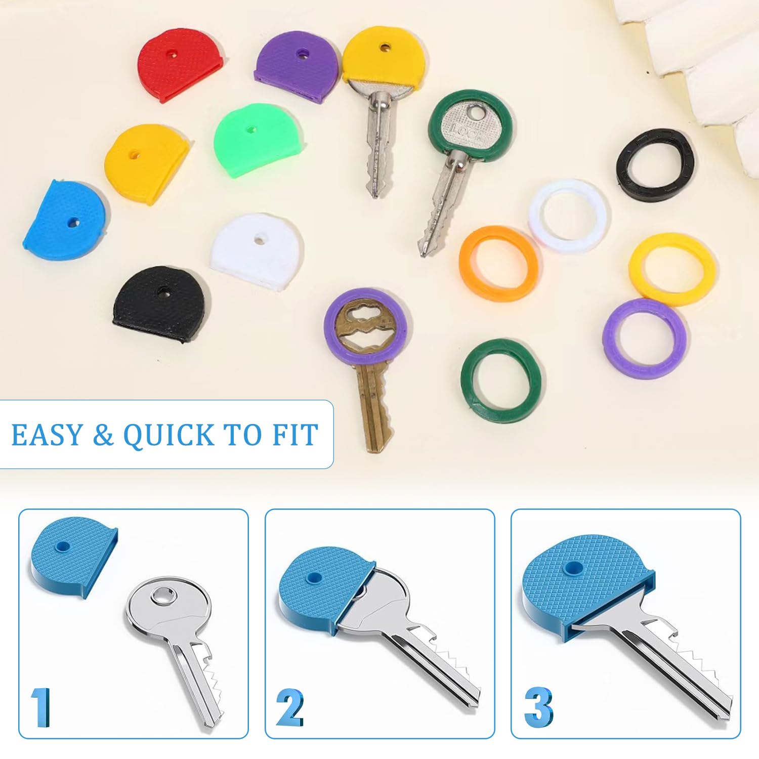 20 Copritasti Colorati In Silicone - Rotondi E Quadrati | Per Chiavi, Identificazione Facile