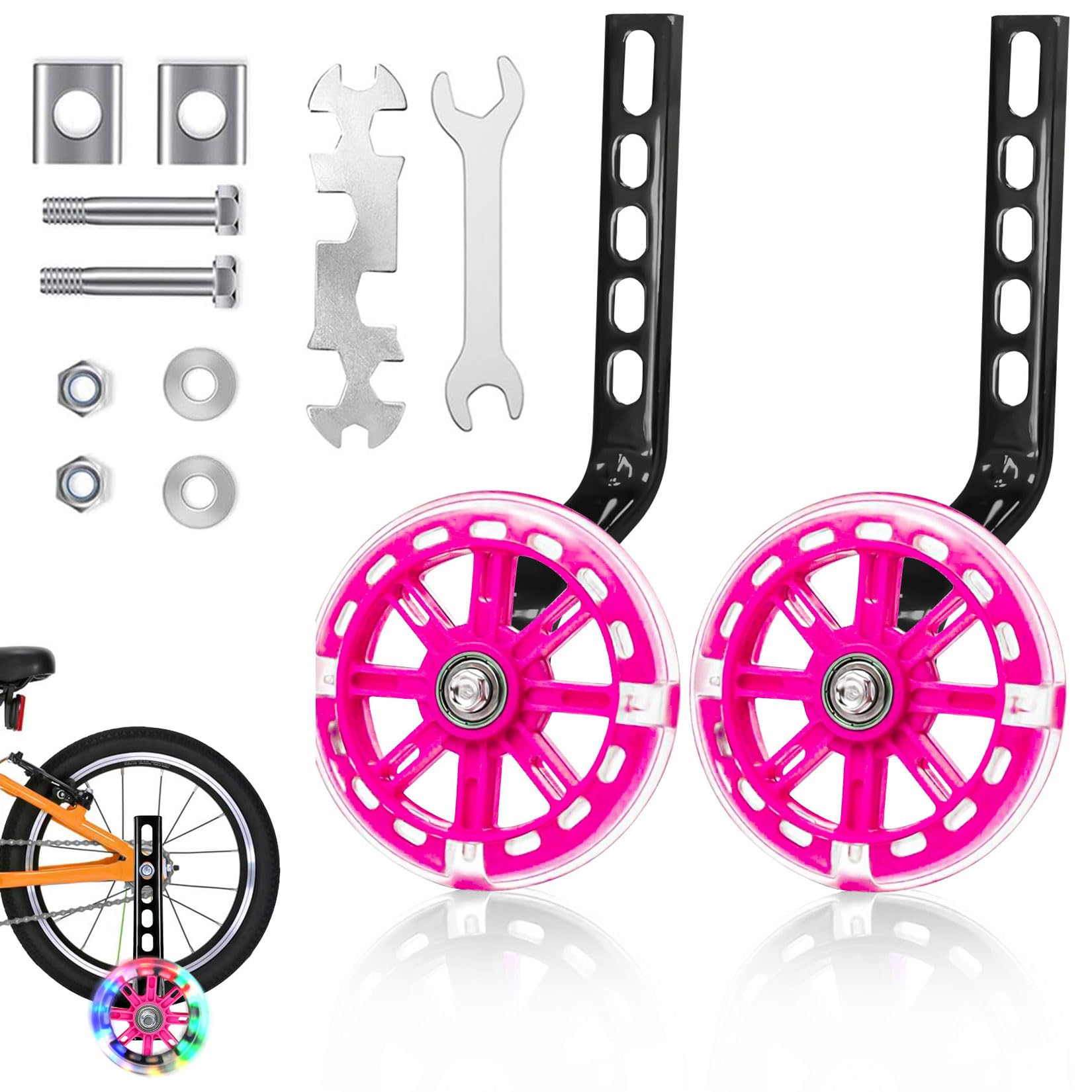 Herbst Ruedas de apoyo, Ruedas para bicicleta infantil, Ruedas de bicicleta intermitentes para niños, Ruedas de apoyo ajustables y seguras, Ruedas universales auxiliares para 12 14 16 18 20 pulgadas — view 8