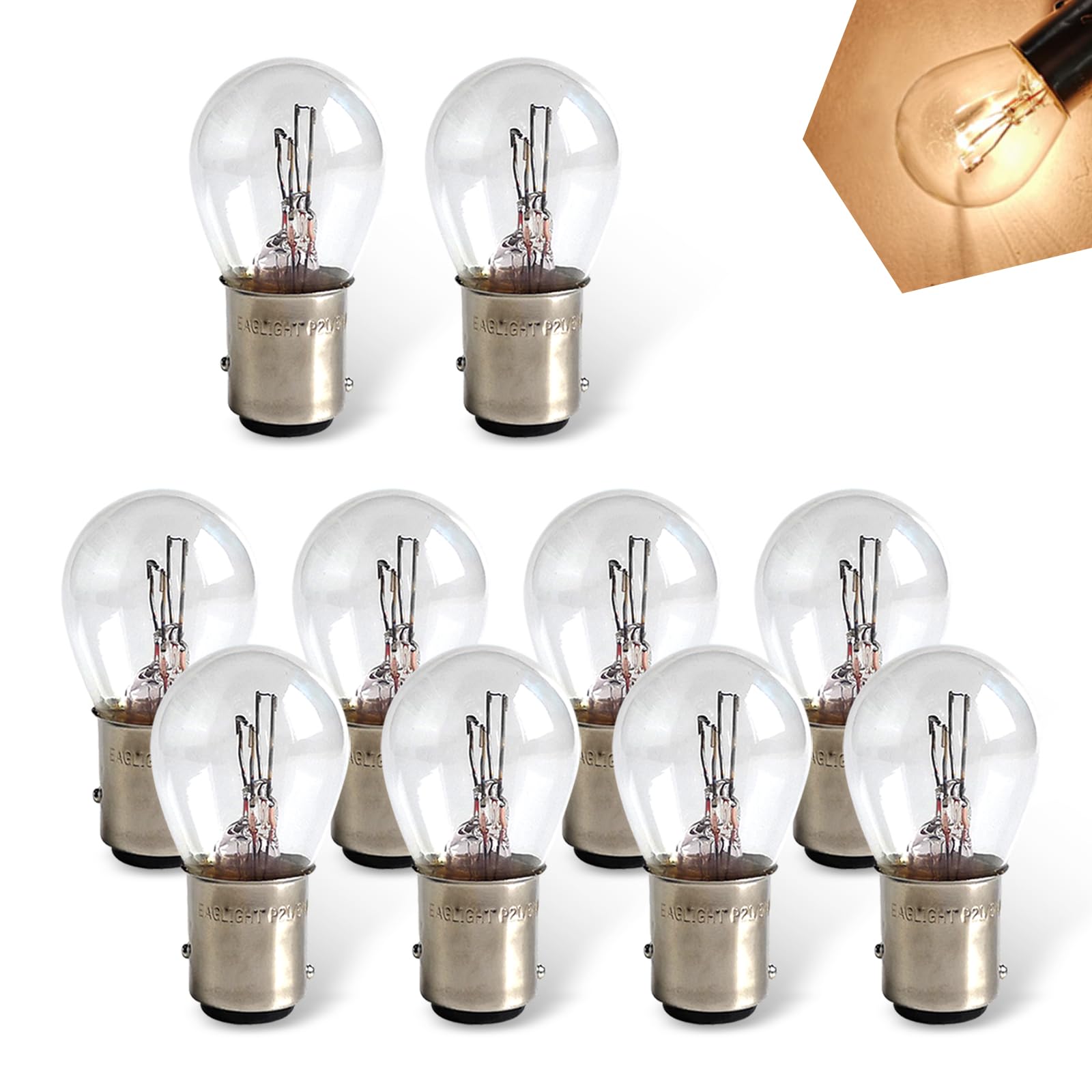 10 PCS 1157 Car Halogen Brake Light, BAY15D High Low Foot Double Tail Ultra-bright Parking Light, Automotive 360-degree Lighting Accessories, Suitable for Cars and Motorcycles (White)