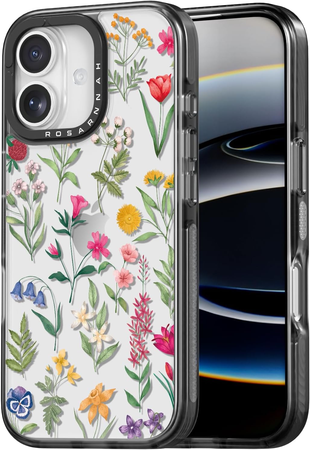 for iPhone 17 Case Cute - Durable Shockproof 6.6 ft Drop Impact Phone Case - Funny Nature Flower Design (6.3") Black