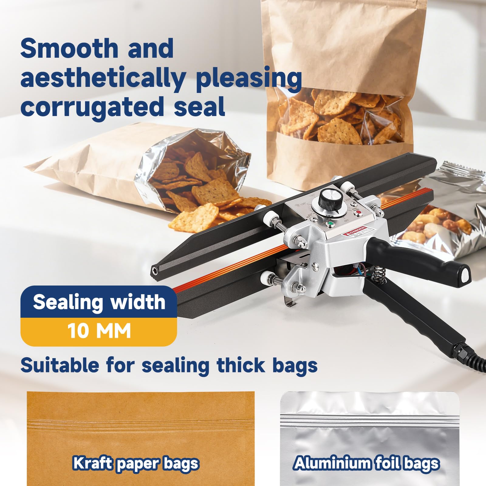 Hanchen 500mm Crimp-Heißsiegelgerät Tragbare Handheld Heißsiegelgerät 0~250℃ Folienschweißgerät Lebensmittelverpackungen Siegeln Bag Sealer für Aluminiumfolienbeutel, Kraftpapiertüten