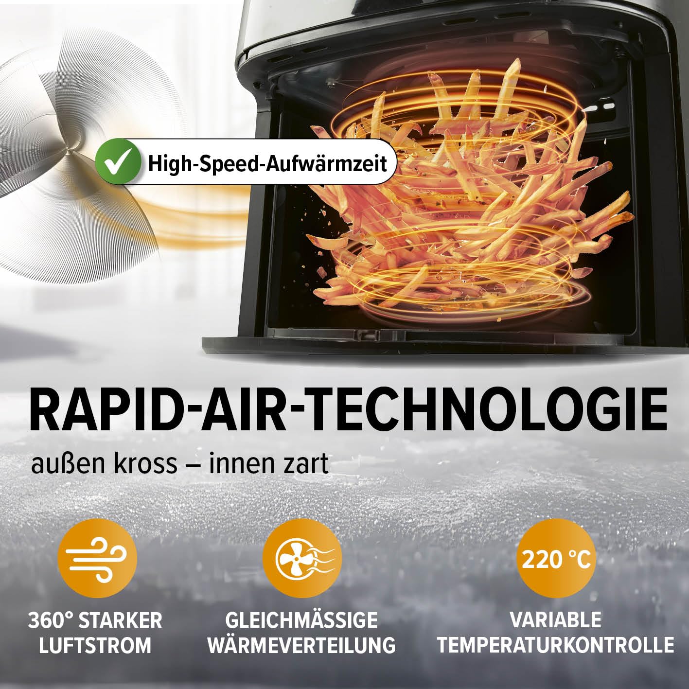 GOURMETmaxx Heißluftfritteuse | 4,5L Airfryer | Timer & Touchscreen | Fritteuse mit 9 Funktionen & 8 Programmen | energiesparend frittieren, nahezu ohne Öl | Minibackofen - 1400 W