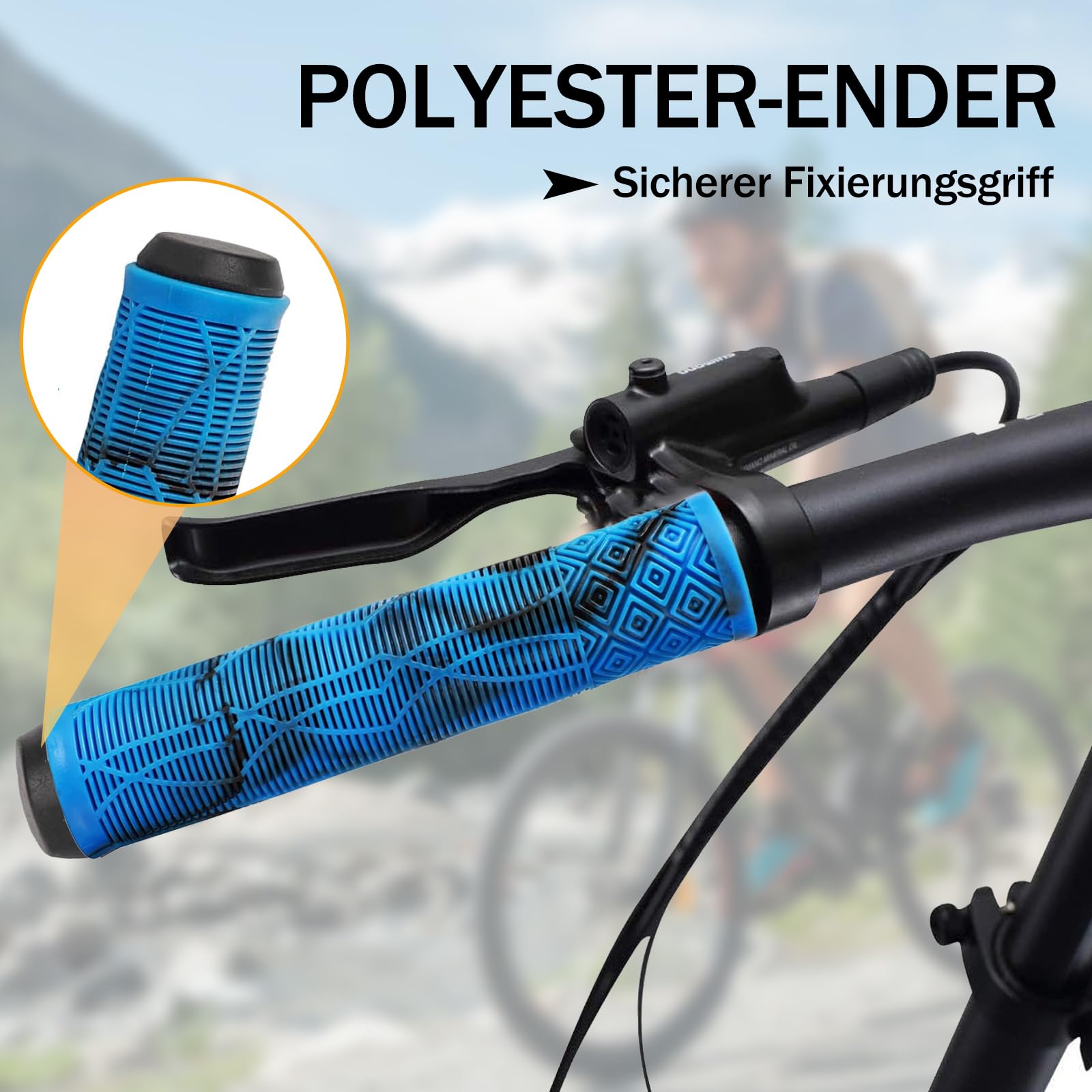 1 Coppia Manopole MTB 160mm Antiscivolo, per Manubrio Bici da Montagna/Scooter, Design Ergonomico con Rinforzi Laterali, Adatte 22mm