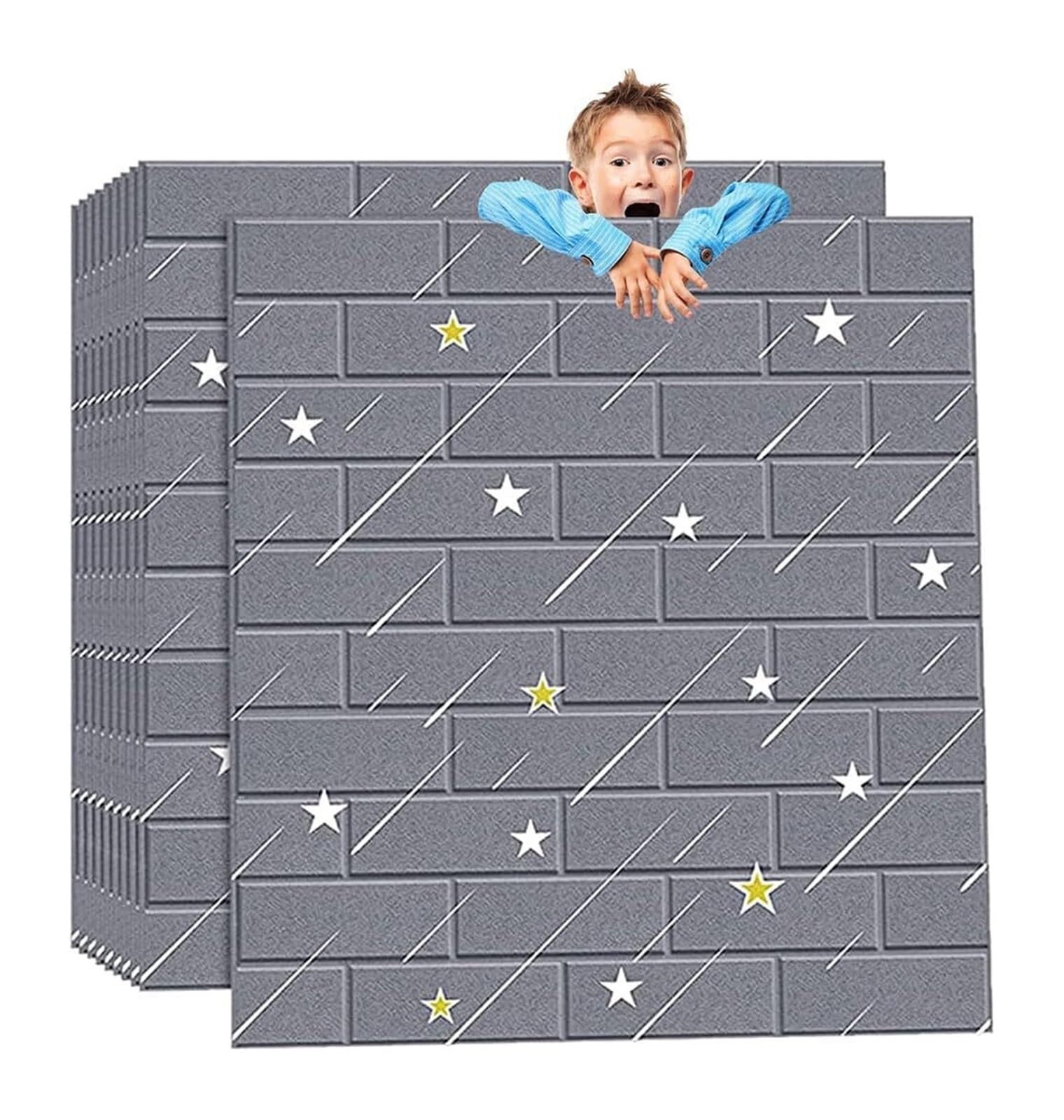 Uoxhfdh Grijs Wall Panel，3D Wallpaper Stick And Peel For Tv,3D Self Adhesive Tiles(Grijs)