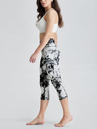 Miniatura 538 de ODODOS - Leggings tipo capri de mujer, no se traslucen y modelan el abdomen, con cintura alta y bolsillos; para hacer yoga, atletismo, ejercicio