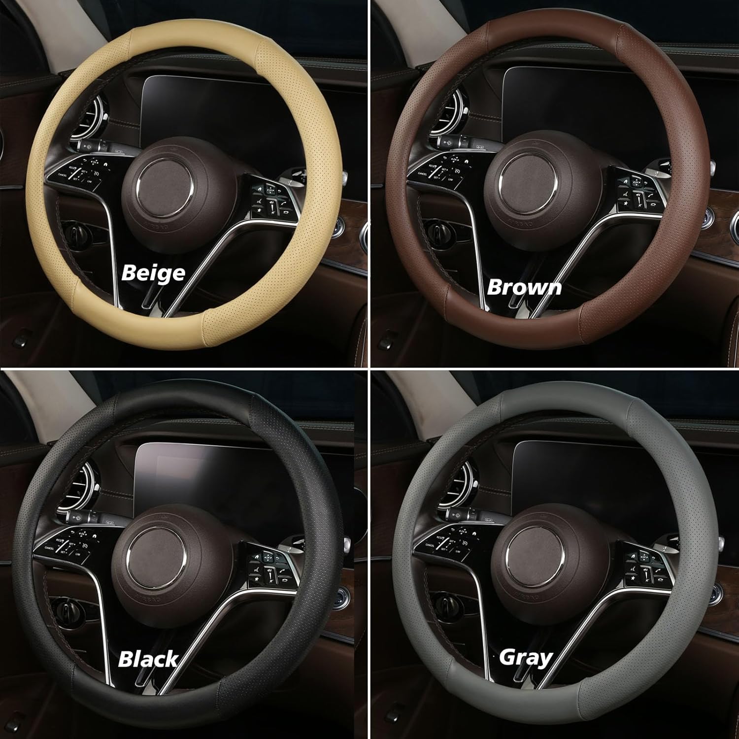 Custom Fit for Cadillac Steering Wheel Cover CT4 CT5 CT6 XT4 XT5 XT6 Escalade Genuine Leather Designed for Cadillac Interior Accessories（Black