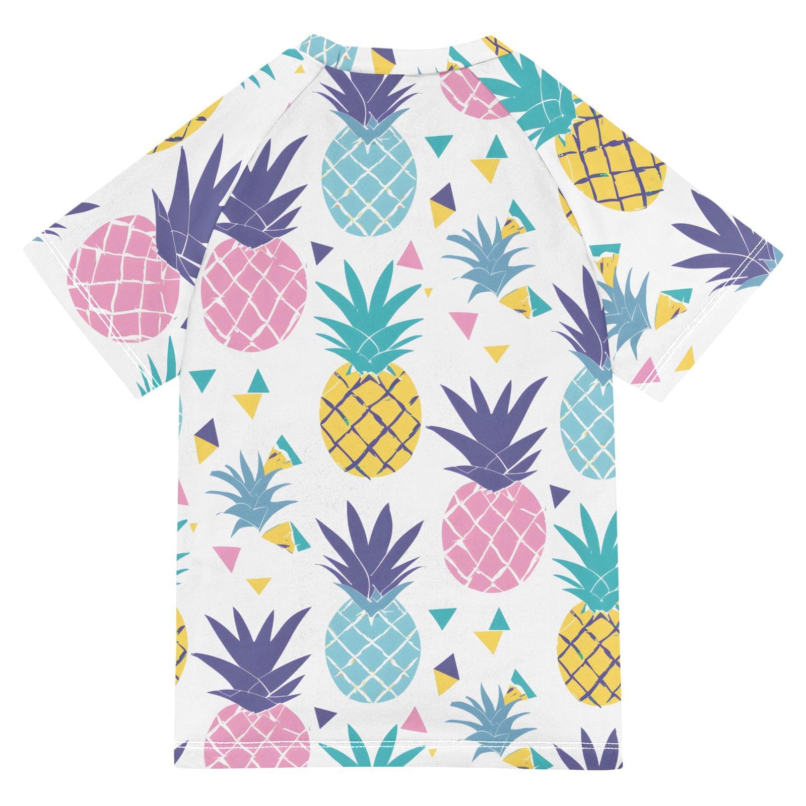 Boys Rash Guard Short Sleeve Swim Shirts for Boys Colorful Pineapple Sun Protection 7-8T