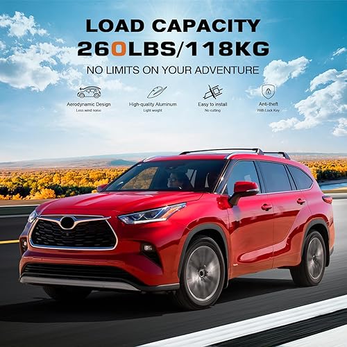 Vista 30 de Barras transversales de techo con cerradura de 220 libras compatibles con Toyota Highlander XLE Limited 2014-2019 y SE & LE Plus y LE con barras