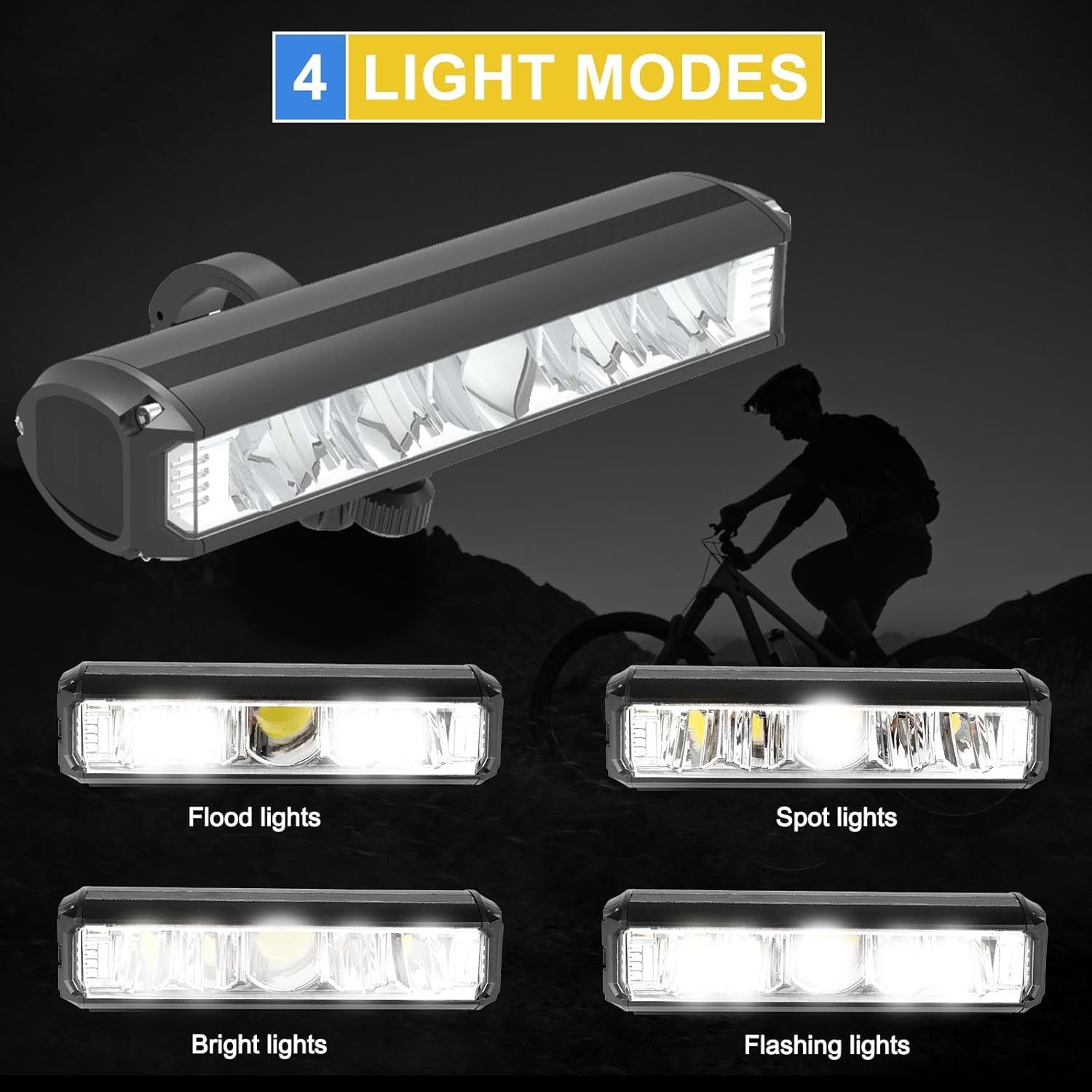 Phare avant 3250 lm LED super lumineux - Puissance mobile 8000 mAh - Standard StVZO pour adultes - Pour VTT, vélo tout-terrain