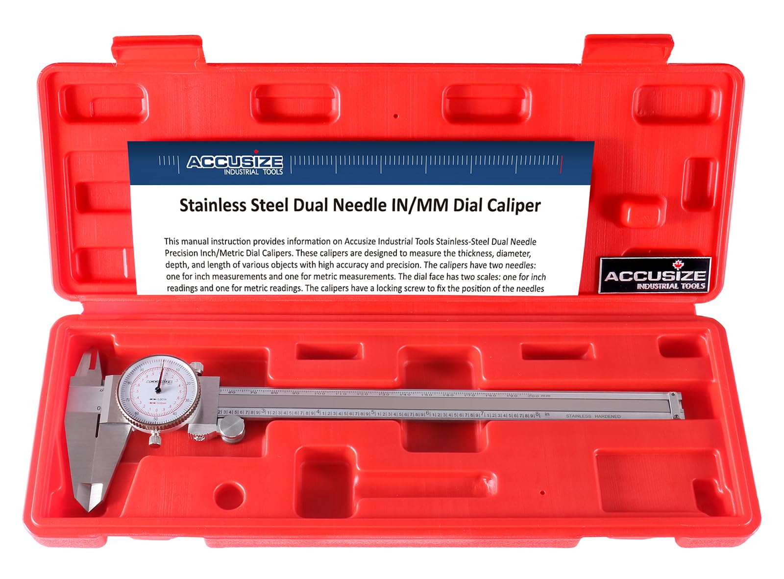Accusize Industrial Tools 8''/200 mm by 0.001''/0.02 mm Dual