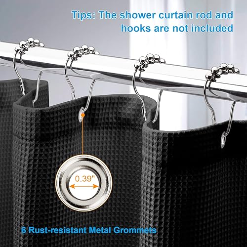 Vista 144 de AmazerBath - Cortina de baño con tejido de punto gofre, calidad hotelera, 60 x 72 pulgadas, blanco