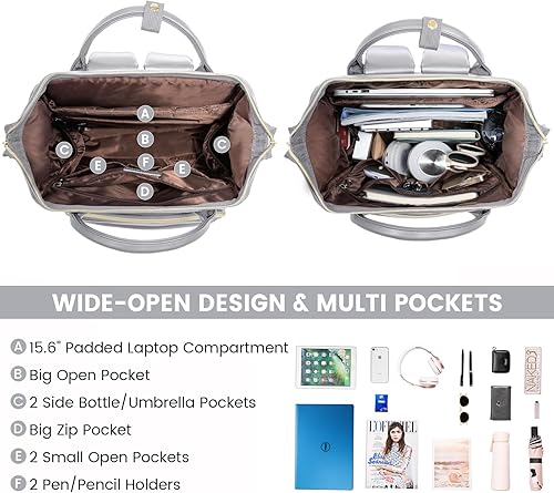 Miniatura 117 de LOVEVOOK Mochila para laptop para mujer, mochila para mujer a la moda, Negro, 15.6 pulgadas