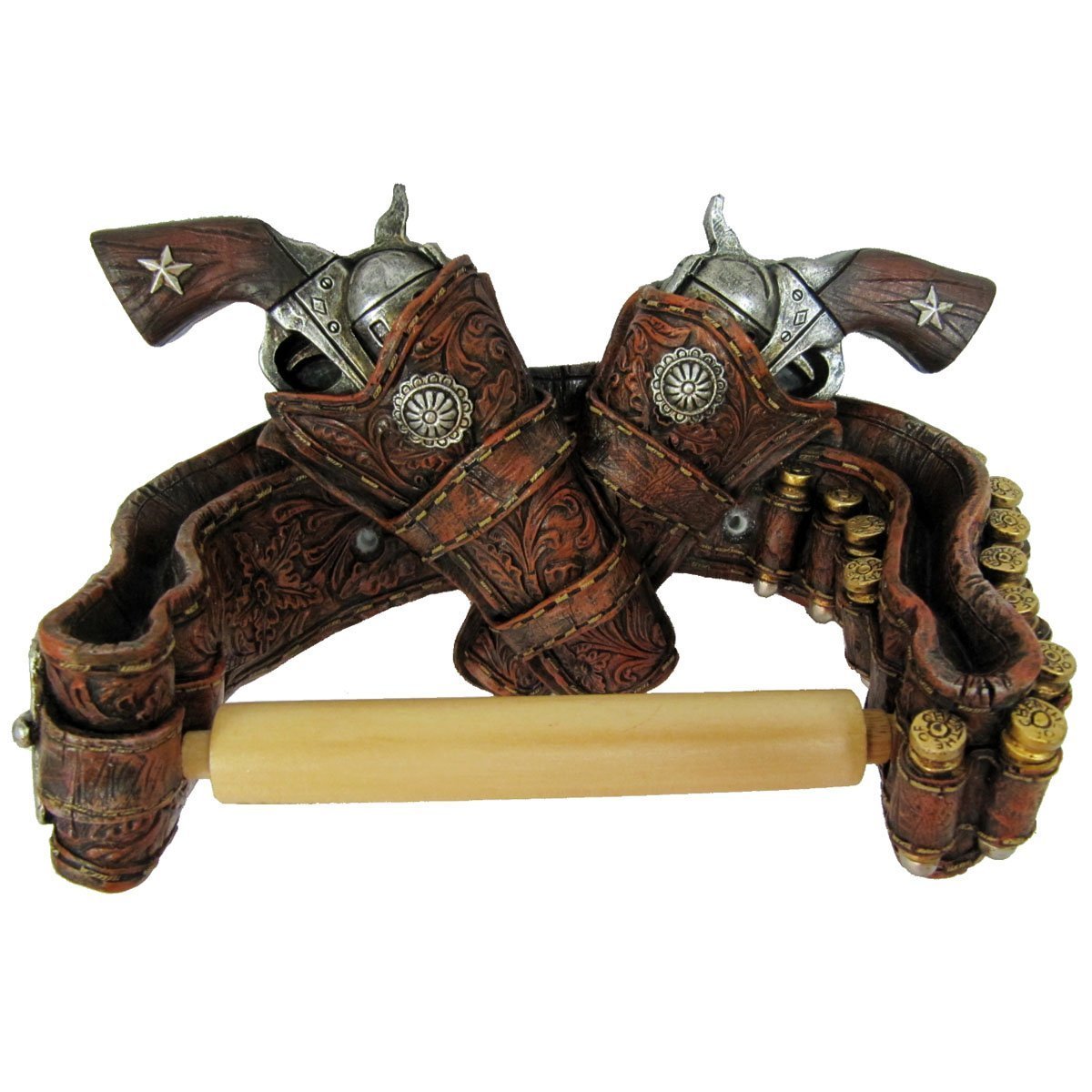 DE Western Pistols With Bandolier Toilet Paper TP Holder
