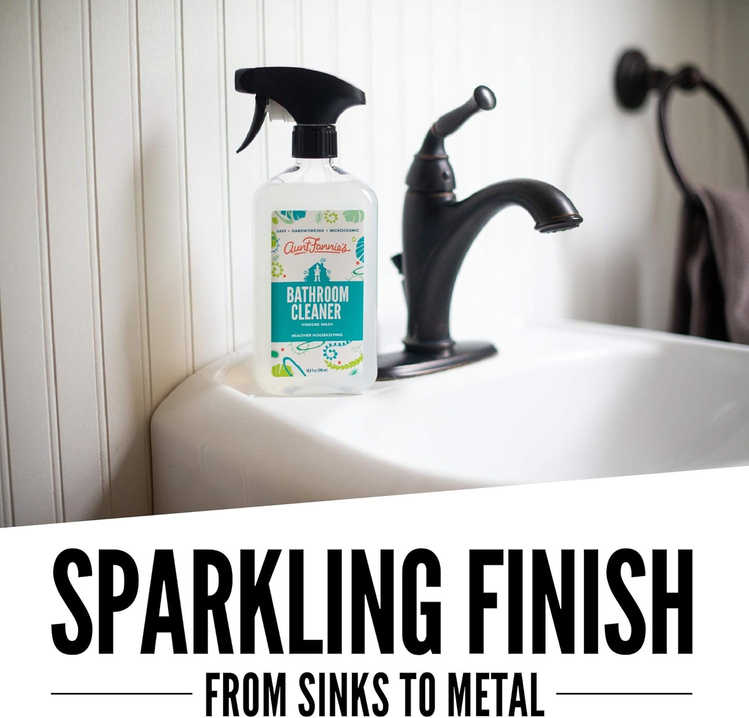 Aunt Fannie's Bathroom Cleaner Spray - All-Purpose Tub, Tile, Sink and Fixtures Vinegar Wash (Single) : Health & Household