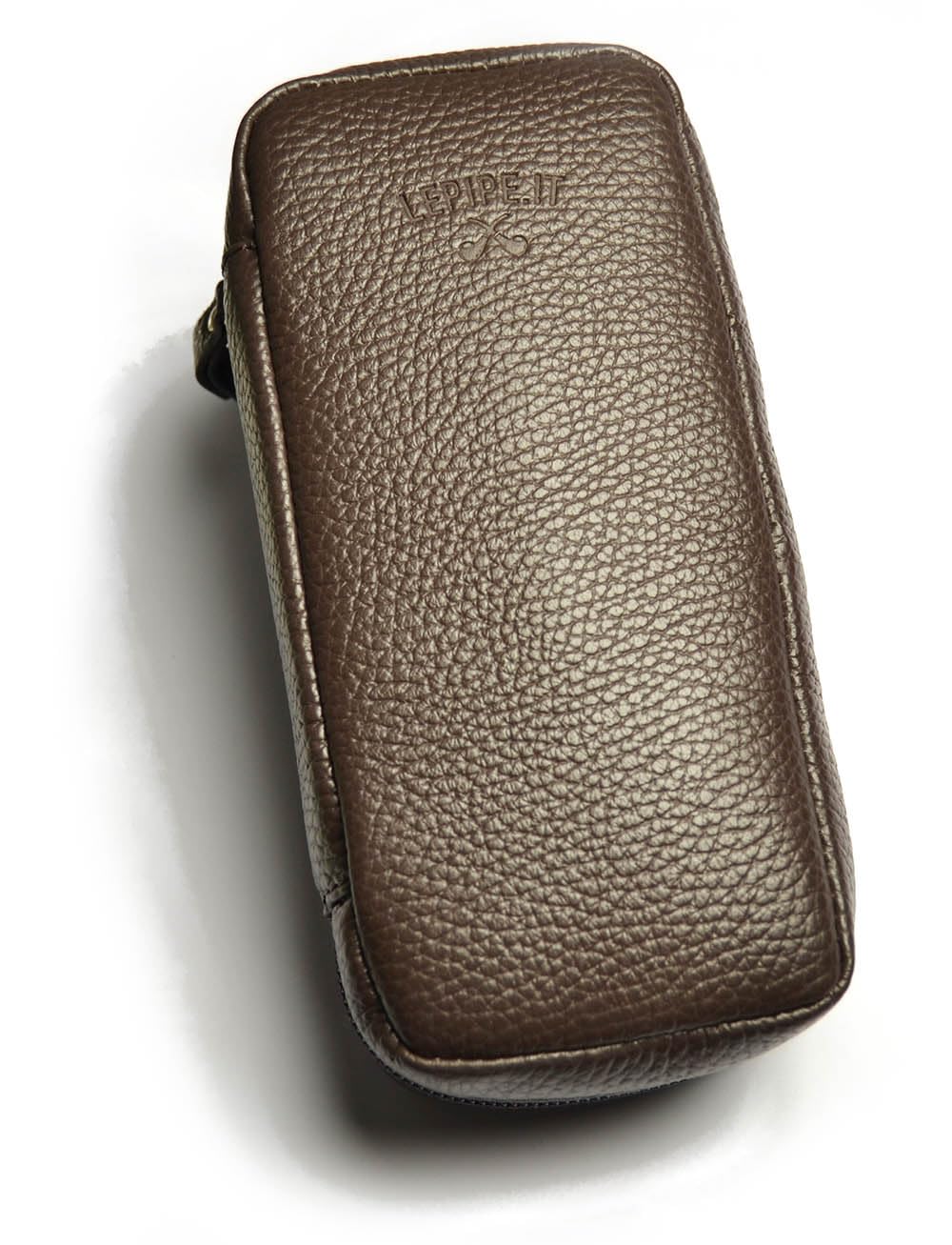 Astuccio porta pipe 3 posti in pelle (Marrone)