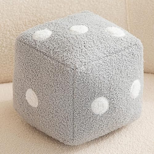 QQXX Puf cuadrado de lana de cordero sintético, taburete de puf suave y mullido con cremallera invisible, taburete reposapiés de dibujos animados