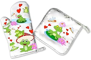 Frog Hands Hot Plate and Oven Mitt Set