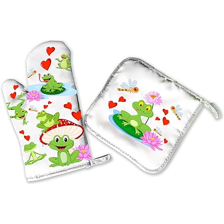 Frog Hands Hot Plate and Oven Mitt Set