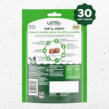 Greenies Supplements Hip & Joint Soft Dog Chews, Chicken Flavor, 30 Count