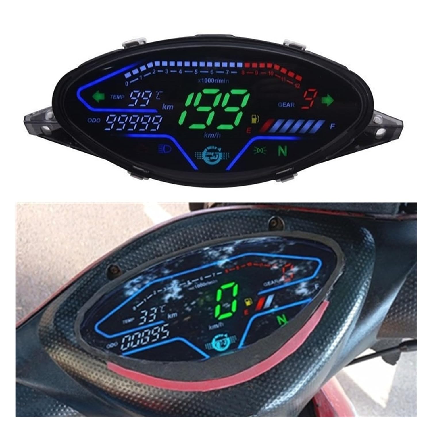 Motorcycle Speedometer Tachometer Digital Motorcycle Speedometer RPM Dashboard for BIZ100 biz100 C100 Colombia Brazil tablero velocimetro
