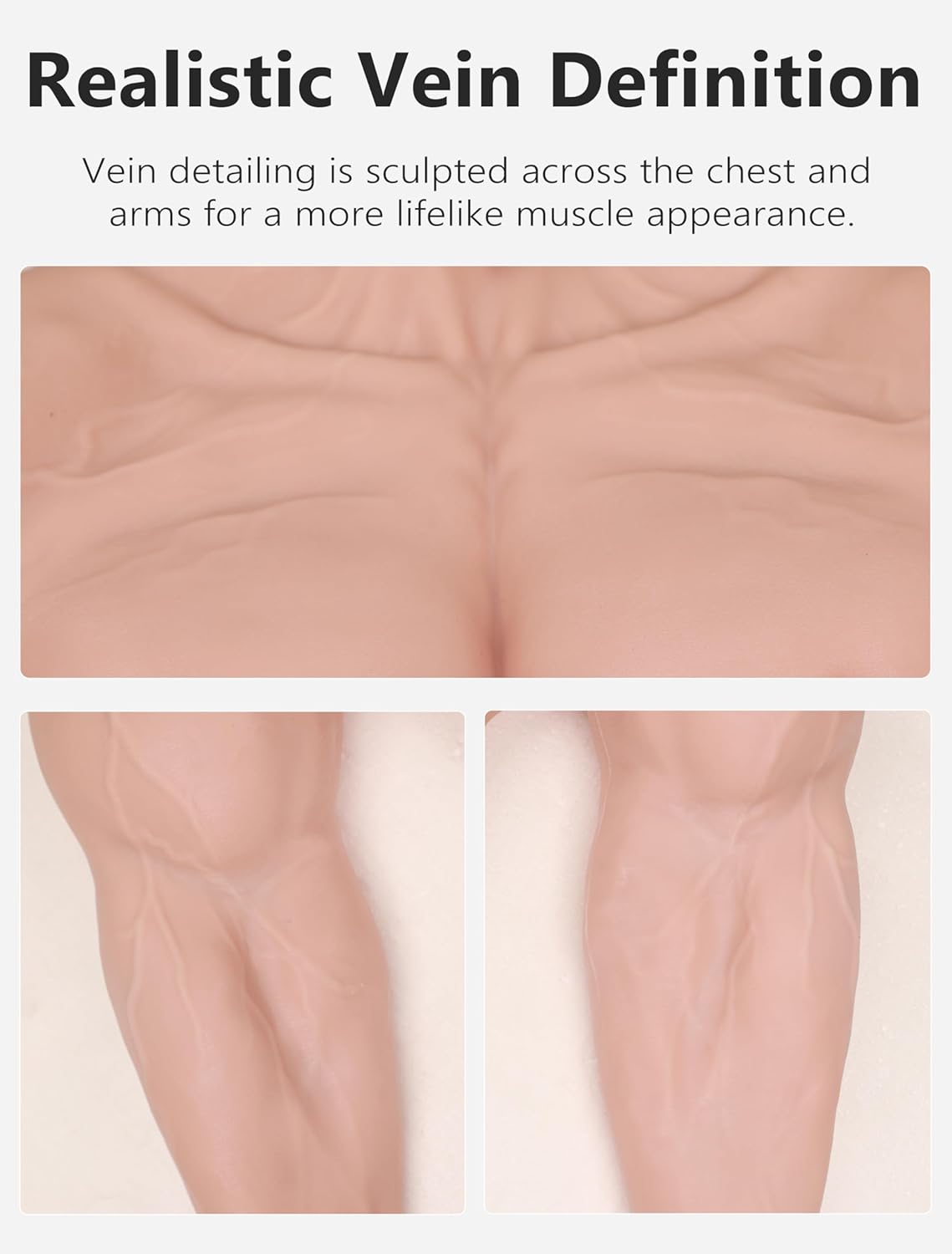 Silicone Muscle Suit with Arms for Men, Realistic Muscular Chest & Abs Half-Body Cosplay & Performance