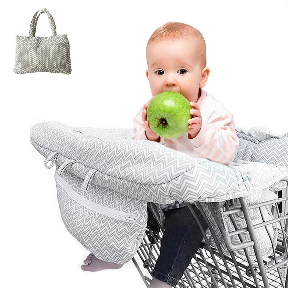 2-in-1 Shopping Cart Seat Cover For Baby Toddler, High Chair Cover Seat Pad Full Safety Harness Trolley Highchair Cover Machine Washable Baby Trolley Cover Foldable Storage For Baby Toddler Boy Or Gir