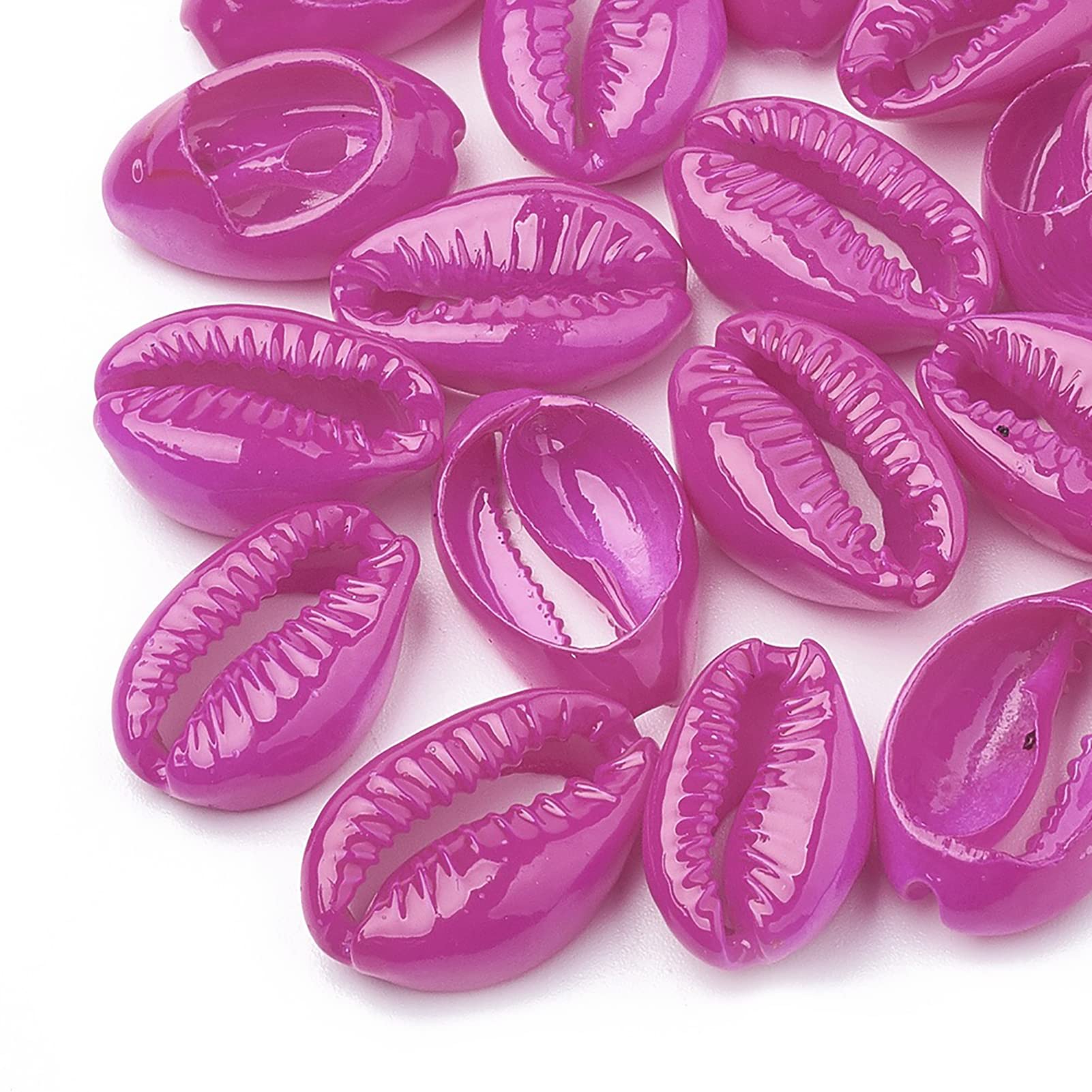 Beach Theme Jewelry Making Supplies 20pcs Pink Cowrie Shell Beads ...