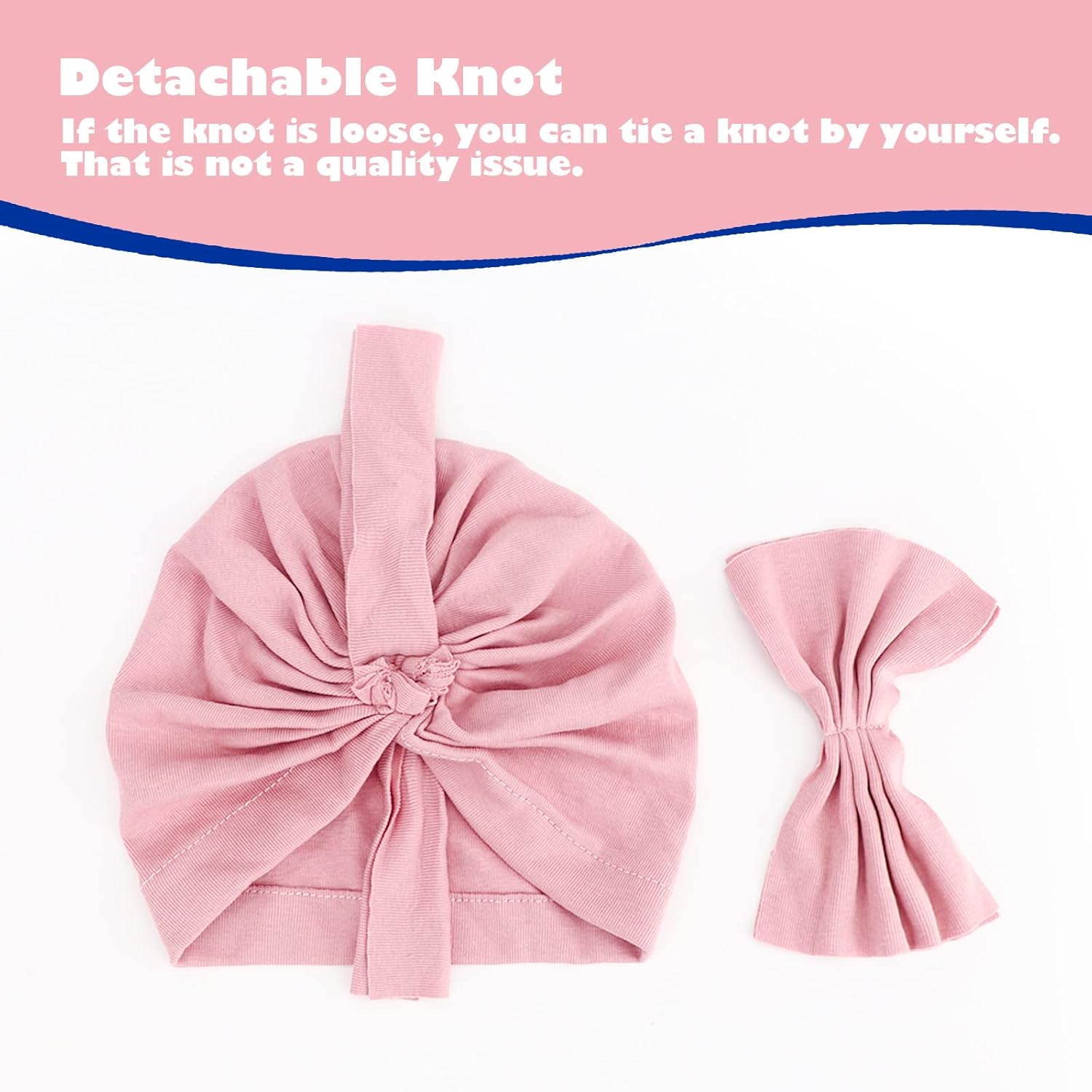 DRESHOW BQUBO 5 Pieces Newborn Baby Turban Hats Bow Baby Infant Beanie Breathable Toddler Cap for Baby Girls - Image 6