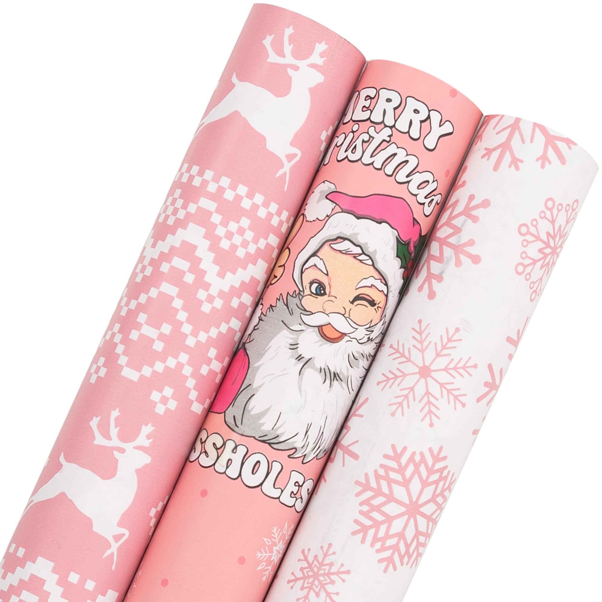Vnaaem Funny Christmas Wrapping Paper - Mini Roll - 3 Rolls - 17 Inches X 120 Inches Per Roll - for Men Adult Women - Great for Holiday Birthday, Party, Baby Shower