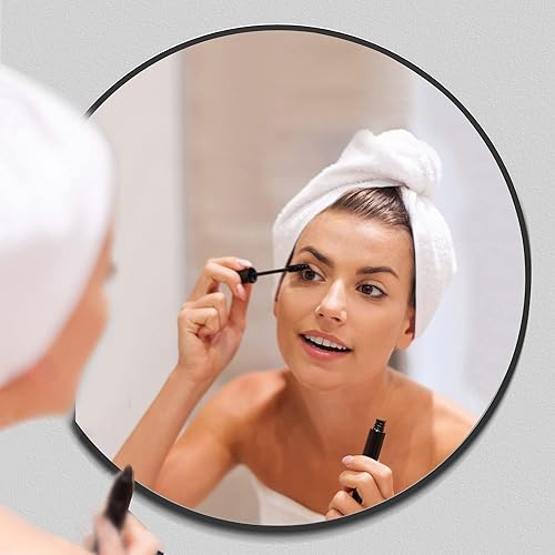 Miniatura 7 de Espejo redondo negro de 24 pulgadas, espejo de pared con marco de metal cepillado para tocador de baño, decoración de dormitorio, sala de estar,