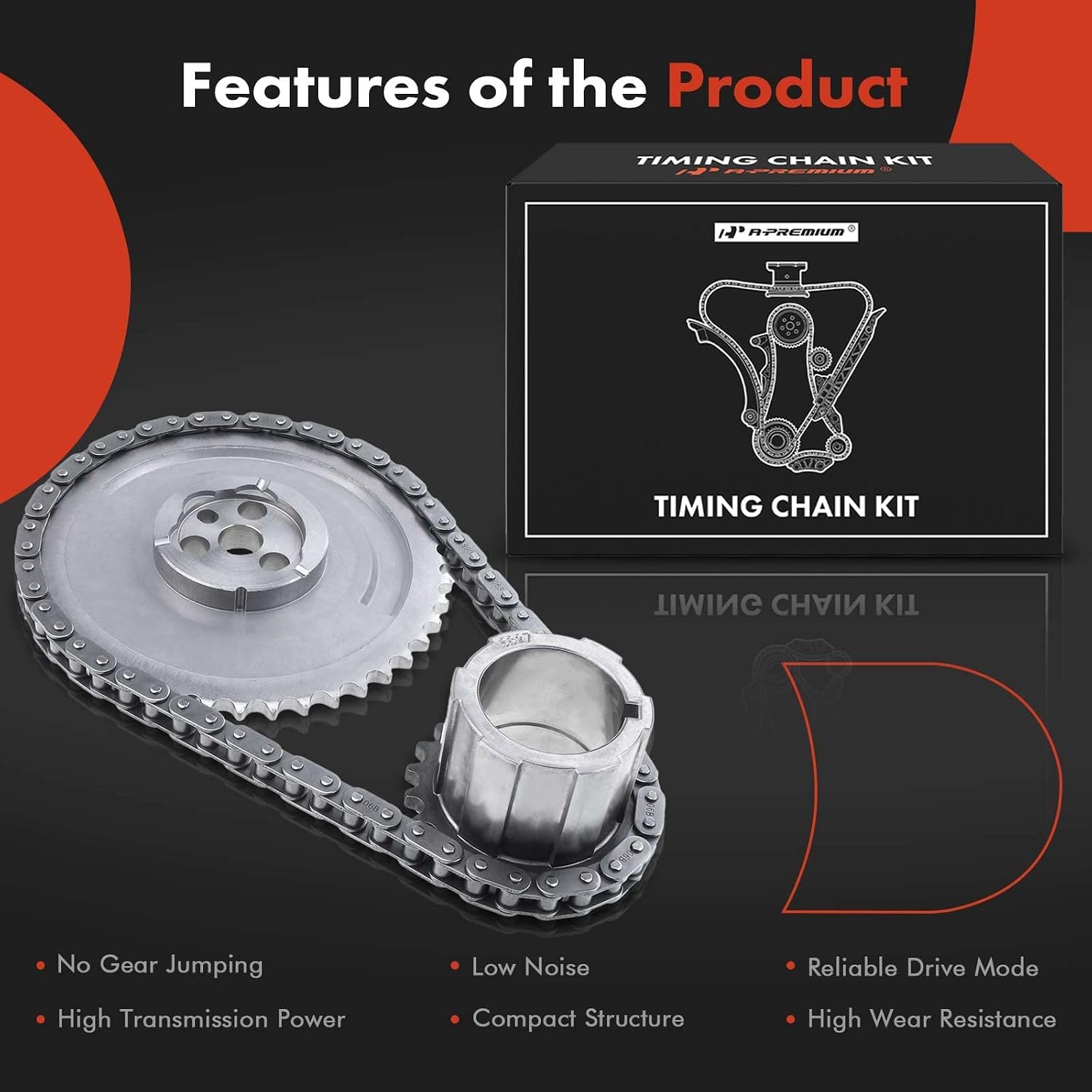 A-Premium Engine Timing Chain Kit W/Sprocket [fits OHV, V8 4.8 5.3 5.7 6.0L] Compatible with Chevrolet & GMC & Pontiac & Cadillac - Express, Silverado, SSR, Tahoe, Yukon, Savana, Sierra, GTO & More