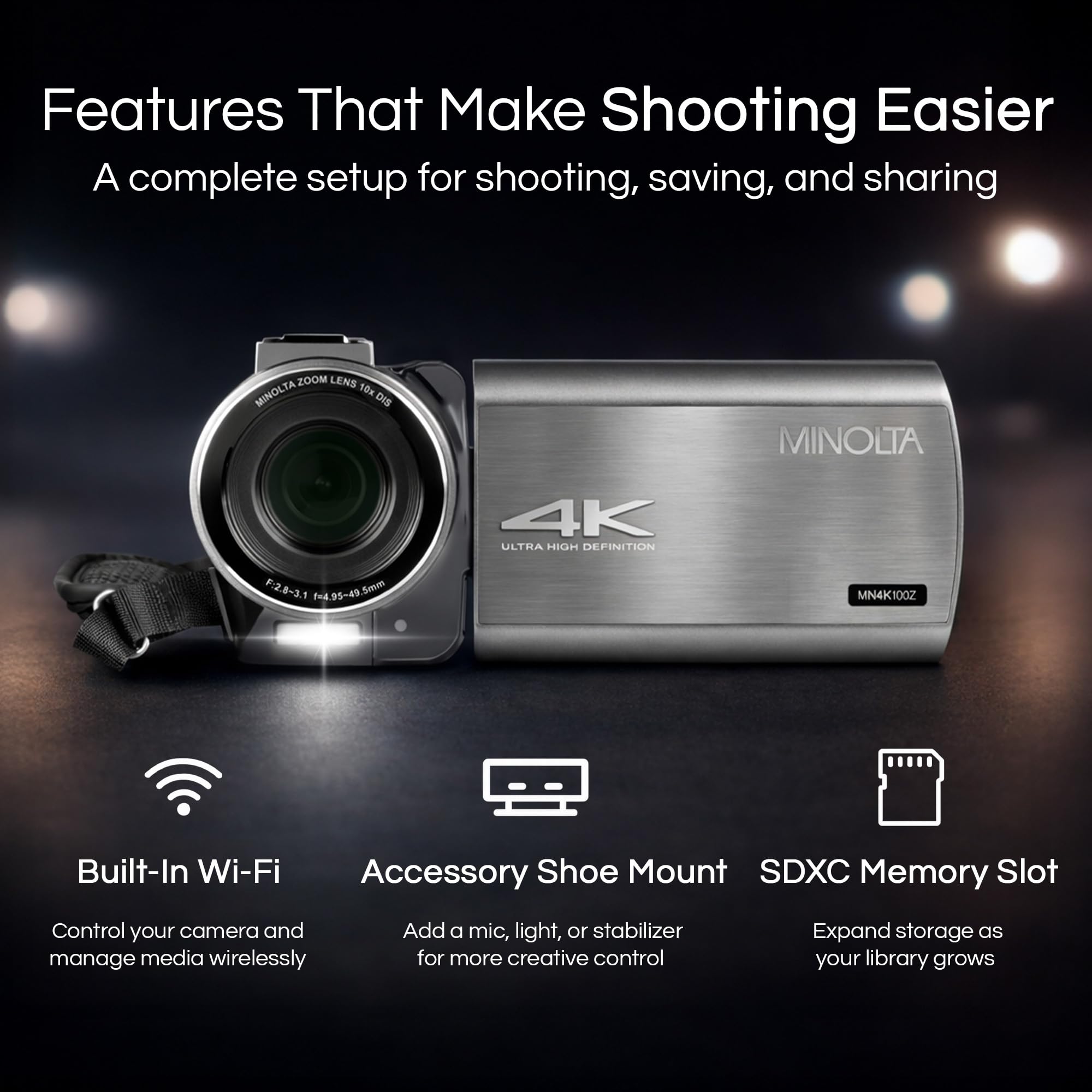 Amazon.com : Minolta 4K Ultra HD Camcorder with 3.5-inch