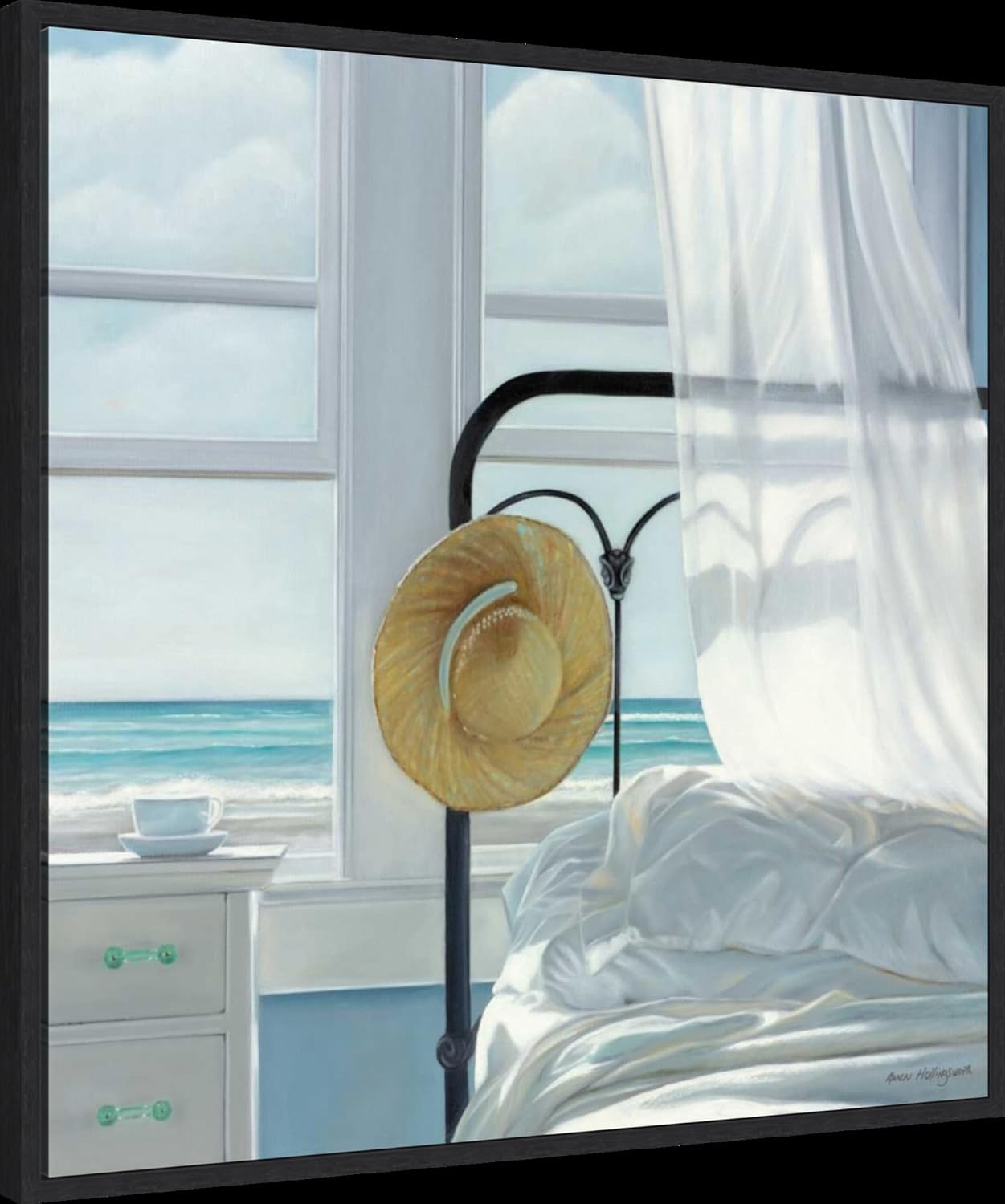 Amanti Art Framed Canvas Wall Art 30x30 Sand in the Sheets by Karen Hollingsworth, Framed Wall Art Canvas, Beach Artwork, Modern Decor, Large Poster Painting for Living Room, Bedroom, Bathroom,