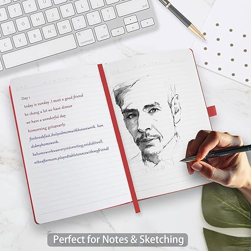 Miniatura 6 de Cuadernos de tapa dura, 6 paquetes de cuadernos rayados A5 para escribir 160 páginas, 8.2 x 5.5 pulgadas, cuadernos clásicos a rayas para